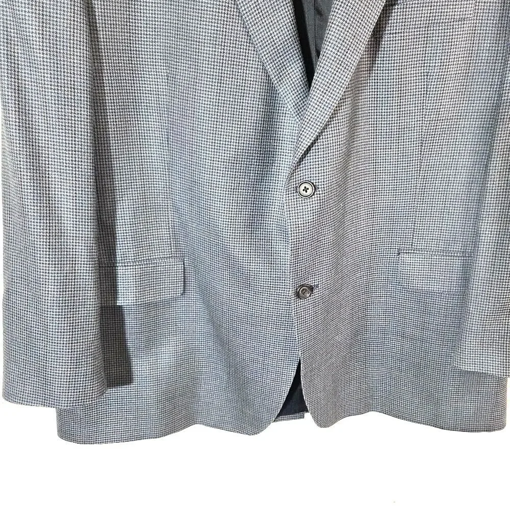 Lauren Ralph Lauren Blazer Mens 48R Blue Houndstooth Silk Wool Sport Coat Jacket